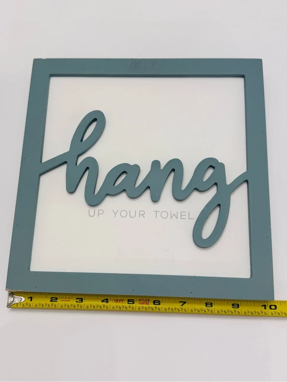 Farmhouse Teal Wooden Bathroom Sign Set - Wash hands & Hang towels 2 Piece Decor